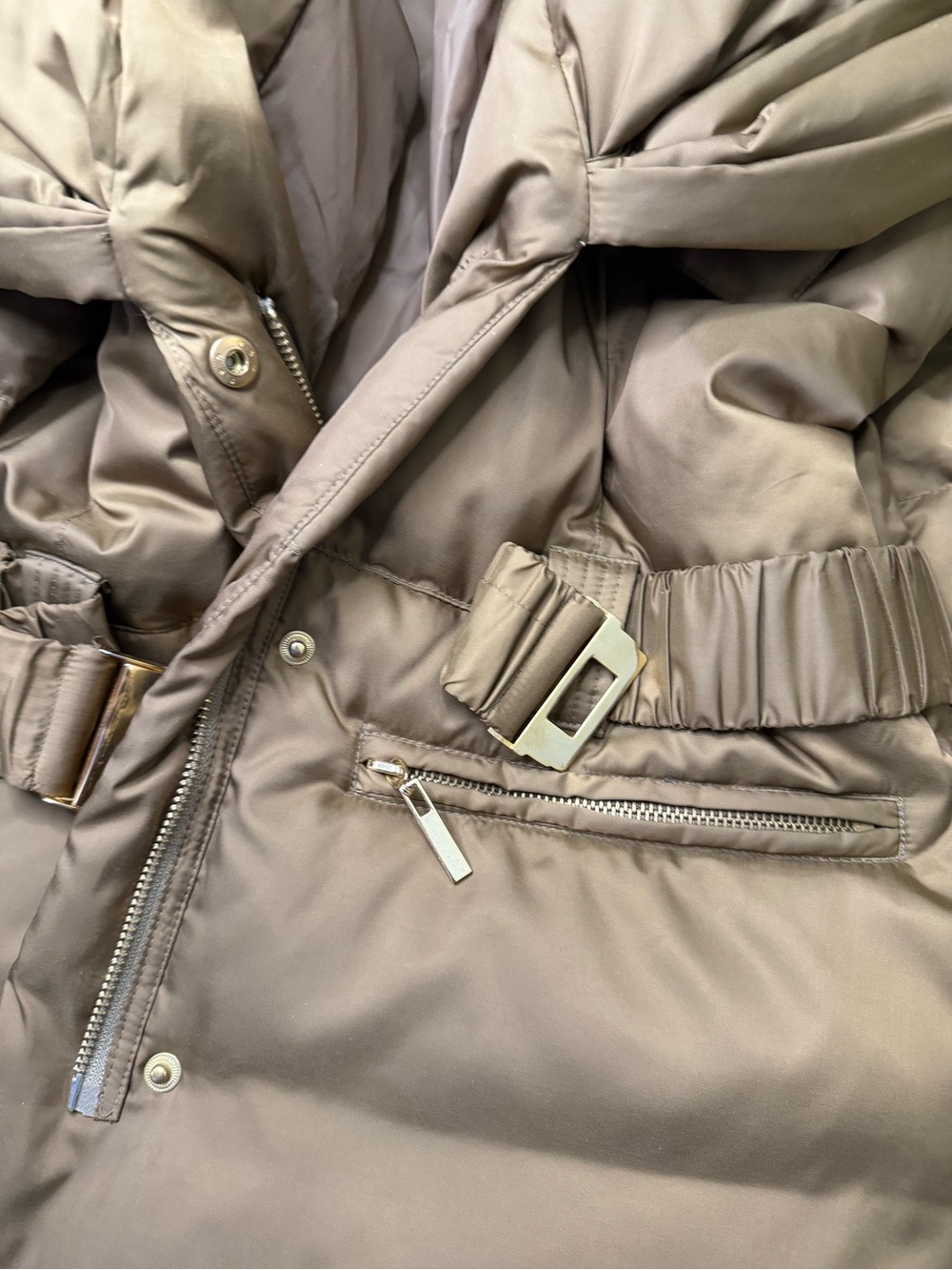 Laundry Puffer Jacket with Oversized Shawl Collar - Olive Brown - Picture 7 of 7